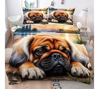 Gumntun Copripiumino Matrimoniale 260x240 cm Cane Adolescente Giallo, Lavabile in Lavatrice Completo Letto, 3D Microfibra Stampa Biancheria da Letto per Tutte Le Stagioni, 2 x Federe 50x80 cm_1784a