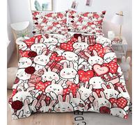 Gumntun Copripiumino Matrimoniale 260x240 cm Coniglio Rosa Cartone Animato, Lavabile in Lavatrice Completo Letto, Microfibra Biancheria da Letto per Tutte Le Stagioni, 2 x Federe 50x80 cm_17402a