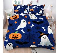 Gumntun Copripiumino Matrimoniale 260x240 cm Fantasma Bianco, Lavabile in Lavatrice Completo Letto, 3D Microfibra Stampa Biancheria da Letto per Tutte Le Stagioni, 2 x Federe 50x80 cm