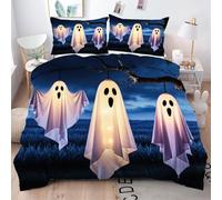 Gumntun Copripiumino Matrimoniale 260x240 cm Fantasma Bianco, Lavabile in Lavatrice Completo Letto, 3D Microfibra Stampa Biancheria da Letto per Tutte Le Stagioni, 2 x Federe 50x80 cm_h221