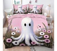 Gumntun Copripiumino Matrimoniale 260x240 cm Fantasma Bianco, Lavabile in Lavatrice Completo Letto, 3D Microfibra Stampa Biancheria da Letto per Tutte Le Stagioni, 2 x Federe 50x80 cm