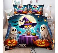 Gumntun Copripiumino Matrimoniale 260x240 cm Fantasma Che Mangia, Lavabile in Lavatrice Completo Letto, 3D Microfibra Stampa Biancheria da Letto per Tutte Le Stagioni, 2 x Federe 50x80 cm