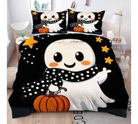 Gumntun Copripiumino Matrimoniale 260x240 cm Fantasma Dei Cartoni Animati, Lavabile in Lavatrice Completo Letto, 3D Microfibra Stampa Biancheria da Letto per Tutte Le Stagioni, 2 x Federe 50x80 cm