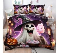Gumntun Copripiumino Matrimoniale 260x240 cm Fantasma Diavolo, Lavabile in Lavatrice Completo Letto, 3D Microfibra Stampa Biancheria da Letto per Tutte Le Stagioni, 2 x Federe 50x80 cm