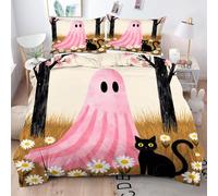 Gumntun Copripiumino Matrimoniale 260x240 cm Fantasma Rosa, Lavabile in Lavatrice Completo Letto, 3D Microfibra Stampa Biancheria da Letto per Tutte Le Stagioni, 2 x Federe 50x80 cm_h678
