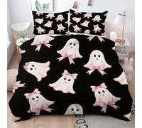 Gumntun Copripiumino Matrimoniale 260x240 cm Fantasma Rosa, Lavabile in Lavatrice Completo Letto, 3D Microfibra Stampa Biancheria da Letto per Tutte Le Stagioni, 2 x Federe 50x80 cm