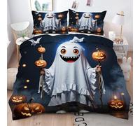 Gumntun Copripiumino Matrimoniale 260x240 cm Fantasma Sorridente, Lavabile in Lavatrice Completo Letto, 3D Microfibra Stampa Biancheria da Letto per Tutte Le Stagioni, 2 x Federe 50x80 cm