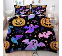 Gumntun Copripiumino Matrimoniale 260x240 cm Fantasma Viola, Lavabile in Lavatrice Completo Letto, 3D Microfibra Stampa Biancheria da Letto per Tutte Le Stagioni, 2 x Federe 50x80 cm