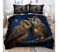 Gumntun Copripiumino Matrimoniale 260x240 cm Gufo Marrone, Lavabile in Lavatrice Set Di Biancheria Da Letto, 3D Copripiumino Decorazioni per interni con 2 Federe 50x80 cm