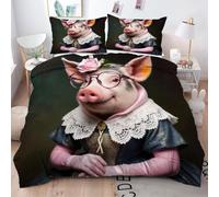 Gumntun Copripiumino Matrimoniale 260x240 cm Maiale 3D, Lavabile in Lavatrice Completo Letto, Microfibra Biancheria da Letto per Tutte Le Stagioni, 2 x Federe 50x80 cm_B15666