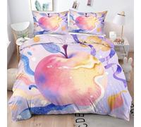 Gumntun Copripiumino Matrimoniale 260x240 cm Mele Rosa, Lavabile in Lavatrice Completo Letto, 3D Microfibra Stampa Biancheria da Letto per Tutte Le Stagioni, 2 x Federe 50x80 cm