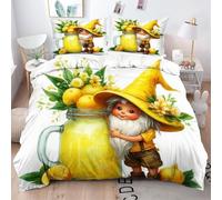Gumntun Copripiumino Matrimoniale 260x240 cm Nano Giallo, Lavabile in Lavatrice Completo Letto, 3D Microfibra Stampa Biancheria da Letto per Tutte Le Stagioni, 2 x Federe 50x80 cm