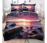 Gumntun Copripiumino Matrimoniale 260x240 cm Paesaggio Marino, Lavabile in Lavatrice Completo Letto, Microfibra Biancheria da Letto per Tutte Le Stagioni, 2 x Federe 50x80 cm_16646a