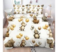 Gumntun Copripiumino Matrimoniale 260x240 cm Stampa Cartone Animato Grigio, Lavabile in Lavatrice Completo Letto, 3D Microfibra Stampa Biancheria da Letto per Tutte Le Stagioni, 2 x Federe 50x80 cm