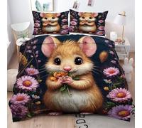 Gumntun Copripiumino Matrimoniale 260x240 cm Topo Giallo Bambino, Lavabile in Lavatrice Set Di Biancheria Da Letto, 3D Copripiumino Decorazioni per interni con 2 Federe 50x80 cm