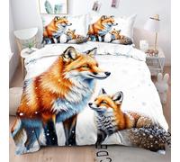 Gumntun Copripiumino Matrimoniale 260x240 cm Volpe Gialla, Lavabile in Lavatrice Completo Letto, 3D Microfibra Stampa Biancheria da Letto per Tutte Le Stagioni, 2 x Federe 50x80 cm_817a