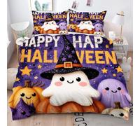 Gumntun Copripiumino Singolo 135 x 200 cm Immagine di Halloween, Leggero Facile da Pulire Biancheria da Letto, Parure Copripiumone Microfibra con 2 Federa 50x80 cm