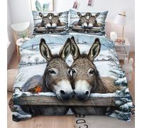 Gumntun Copripiumino Stampa 3D 150 x 200 cmAsino Grigio, Copripiumini In Microfibra per Tutta lLa Stagione, Biancheria da Letto Incluso 1 Copripiumino e 2 Federe 50x80 cm