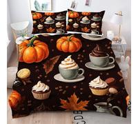 Gumntun Copripiumino Stampa 3D 150 x 200 cmDessert Alla Zucca, Copripiumini In Microfibra per Tutta lLa Stagione, Biancheria da Letto Incluso 1 Copripiumino e 2 Federe 50x80 cm