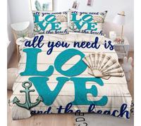 Gumntun Copripiumino Stampa 3D 150 x 200 cmLettere Blu, Copripiumini In Microfibra per Tutta lLa Stagione, Biancheria da Letto Incluso 1 Copripiumino e 2 Federe 50x80 cm