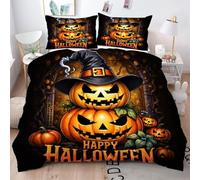 Gumntun Copripiumino Stampa 3D 150 x 200 cmMostro Zucca Adulto, Copripiumini In Microfibra per Tutta lLa Stagione, Biancheria da Letto Incluso 1 Copripiumino e 2 Federe 50x80 cm