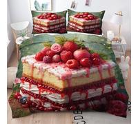Gumntun Copripiumino Stampa 3D 150 x 200 cmTorte Rosse, Copripiumini In Microfibra per Tutta lLa Stagione, Biancheria da Letto Incluso 1 Copripiumino e 2 Federe 50x80 cm