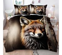 Gumntun Copripiumino Stampa 3D 150 x 200 cmVolpe Gialla, Copripiumini In Microfibra per Tutta lLa Stagione, Biancheria da Letto Incluso 1 Copripiumino e 2 Federe 50x80 cm_1843a