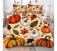 Gumntun Copripiumino Stampa 3D 150 x 200 cmZucca Arancione, Copripiumini In Microfibra per Tutta lLa Stagione, Biancheria da Letto Incluso 1 Copripiumino e 2 Federe 50x80 cm