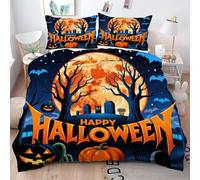Gumntun Copripiumino Stampa 3D 150 x 200 cmZucca Arancione, Copripiumini In Microfibra per Tutta lLa Stagione, Biancheria da Letto Incluso 1 Copripiumino e 2 Federe 50x80 cm_h471