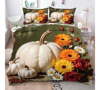 Gumntun Copripiumino Stampa 3D 150 x 200 cmZucca Bianca, Copripiumini In Microfibra per Tutta lLa Stagione, Biancheria da Letto Incluso 1 Copripiumino e 2 Federe 50x80 cm