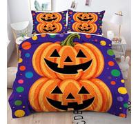 Gumntun Copripiumino Stampa 3D 150 x 200 cmZucca Cartone Animato, Copripiumini In Microfibra per Tutta lLa Stagione, Biancheria da Letto Incluso 1 Copripiumino e 2 Federe 50x80 cm