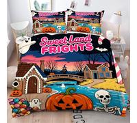 Gumntun Copripiumino Stampa 3D 150 x 200 cmZucca Cartoon, Copripiumini In Microfibra per Tutta lLa Stagione, Biancheria da Letto Incluso 1 Copripiumino e 2 Federe 50x80 cm