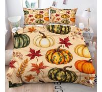 Gumntun Copripiumino Stampa 3D 150 x 200 cmZucca Colorata, Copripiumini In Microfibra per Tutta lLa Stagione, Biancheria da Letto Incluso 1 Copripiumino e 2 Federe 50x80 cm