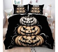 Gumntun Copripiumino Stampa 3D 150 x 200 cmZucca Colorata, Copripiumini In Microfibra per Tutta lLa Stagione, Biancheria da Letto Incluso 1 Copripiumino e 2 Federe 50x80 cm