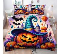 Gumntun Copripiumino Stampa 3D 150 x 200 cmZucca con Cappello Blu, Copripiumini In Microfibra per Tutta lLa Stagione, Biancheria da Letto Incluso 1 Copripiumino e 2 Federe 50x80 cm