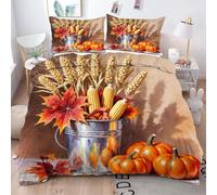 Gumntun Copripiumino Stampa 3D 150 x 200 cmZucca di Halloween, Copripiumini In Microfibra per Tutta lLa Stagione, Biancheria da Letto Incluso 1 Copripiumino e 2 Federe 50x80 cm