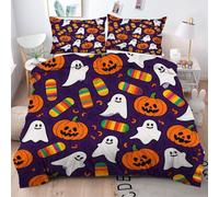 Gumntun Copripiumino Stampa 3D 150 x 200 cmZucca Gialla, Copripiumini In Microfibra per Tutta lLa Stagione, Biancheria da Letto Incluso 1 Copripiumino e 2 Federe 50x80 cm_h483
