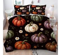 Gumntun Copripiumino Stampa 3D 150 x 200 cmZucca Gialla per Bambini, Copripiumini In Microfibra per Tutta lLa Stagione, Biancheria da Letto Incluso 1 Copripiumino e 2 Federe 50x80 cm