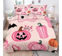 Gumntun Copripiumino Stampa 3D 150 x 200 cmZucca Rosa, Copripiumini In Microfibra per Tutta lLa Stagione, Biancheria da Letto Incluso 1 Copripiumino e 2 Federe 50x80 cm_h566