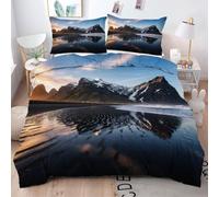 Gumntun Copripiumino Stampa 3D 150x200 cmCatena Montuosa 3D, Copripiumini In Microfibra per Tutta lLa Stagione, Biancheria da Letto Incluso 1 Copripiumino e 2 Federe 50x80 cm_16679a