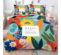 Gumntun Copripiumino Stampa 3D 150x200 cmPianta Colorata Bambino, Copripiumini In Microfibra per Tutta lLa Stagione, Biancheria da Letto Incluso 1 Copripiumino e 2 Federe 50x80 cm_16403a