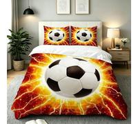 Gumntun Copripiumino Una Piazza e Mezza 200 x 200 cm Calcio Di Fulmine-B111 | Ideale Come Regalo per Un Amico,Stampa Digitale Biancheria da Letto,Copripiumone con e Cravatte, 2 Federe 50x80 cm