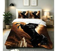 Gumntun Copripiumino Una Piazza e Mezza 200 x 200 cm Cavallo Marrone-B303 | Ideale Come Regalo per Un Amico,Stampa Digitale Biancheria da Letto,Copripiumone con e Cravatte, 2 Federe 50x80 cm
