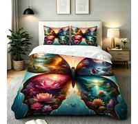 Gumntun Copripiumino Una Piazza e Mezza 200 x 200 cm Farfalla-B26 | Ideale Come Regalo per Un Amico,Stampa Digitale Biancheria da Letto,Copripiumone con e Cravatte, 2 Federe 50x80 cm