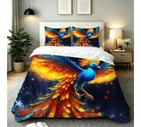 Gumntun Copripiumino Una Piazza e Mezza 200 x 200 cm Fenice-B193 | Ideale Come Regalo per Un Amico,Stampa Digitale Biancheria da Letto,Copripiumone con e Cravatte, 2 Federe 50x80 cm