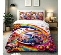 Gumntun Copripiumino Una Piazza e Mezza 200 x 200 cm Fiore Animato-B52 | Ideale Come Regalo per Un Amico,Stampa Digitale Biancheria da Letto,Copripiumone con e Cravatte, 2 Federe 50x80 cm