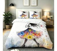 Gumntun Copripiumino Una Piazza e Mezza 200 x 200 cm Ragazza Colorata-A159 | Ideale Come Regalo per Un Amico,Stampa Digitale Biancheria da Letto,Copripiumone con e Cravatte, 2 Federe 50x80 cm