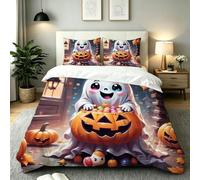 Gumntun Copripiumino Una Piazza e Mezza 200 x 200 cm Zucca-B30 | Ideale Come Regalo per Un Amico,Stampa Digitale Biancheria da Letto,Copripiumone con e Cravatte, 2 Federe 50x80 cm