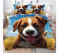 Gumntun Copripiumino Una Piazza e Mezza 200x200 cm Cane Marrone Adulto, Traspirante Leggero Stampa Digitale Biancheria da Letto, Copripiumone con Chiusura A Cerniera e Cravatte, 2 Federe 50x80 cm