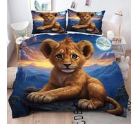 Gumntun Copripiumino Una Piazza e Mezza 200x200 cm Leone Marrone, Traspirante Leggero Stampa Digitale Biancheria da Letto, Copripiumone con Chiusura A Cerniera e Cravatte, 2 Federe 50x80 cm